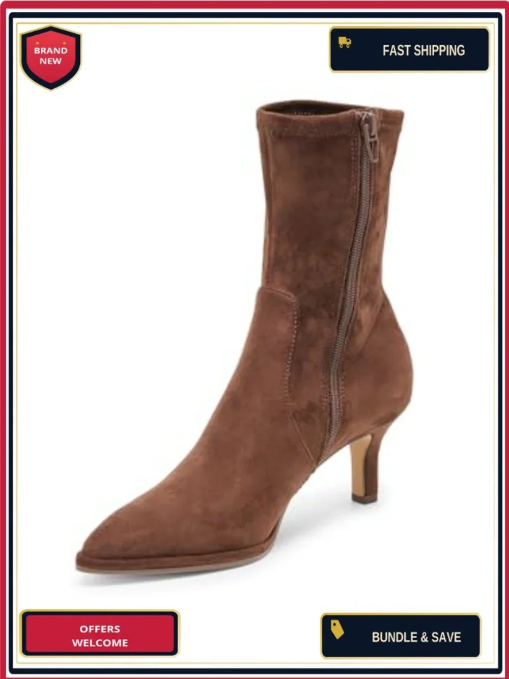 Dolce Vita Amara Ankle Bootie Kitten Heel Pull-On Suede
